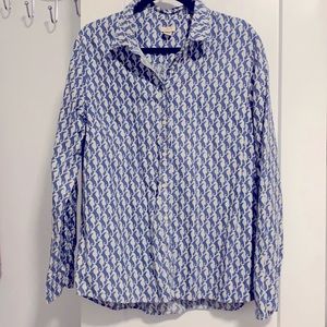 J CREW Longsleeved Button Down w/ seahorse pattern